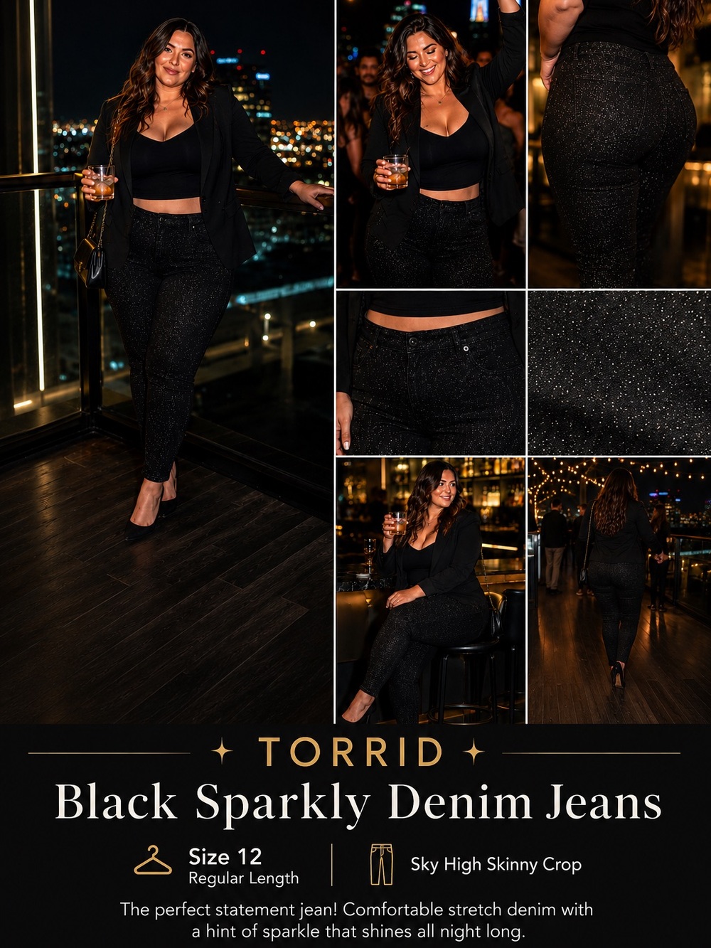 Black Sparkly Denim Jeans